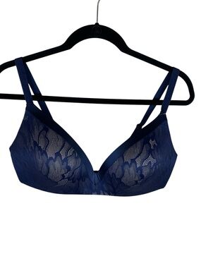 Women's Underoutfit Navy Lace 1258 Satin Grace 3D Molded Bra Size XXL Wireless